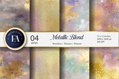 Metallic Gold Blue Watercolor Blend Seamless Digital Paper Product Image 1