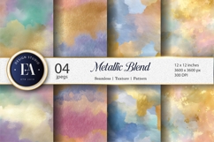 Metallic Gold Blue Watercolor Blend Seamless Digital Paper Product Image 1