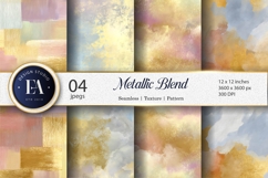 Gold Blue Metallic Watercolor Blend Seamless Digital Paper Product Image 1