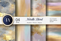 Metallic Watercolor Gold Blue Texture Seamless Digital Paper Product Image 1