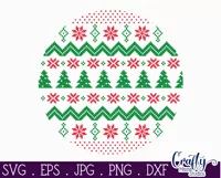 Christmas Trees Ugly Christmas Sweater Round Sign Svg Product Image 2