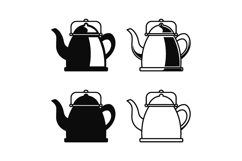 Kettle Icon Set with Silhouette Outline and Shaded Variation Product Image 1