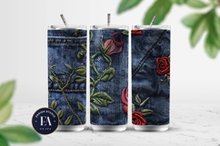 Embroidered Denim Digital Paper| Rose Denim Pattern Product Image 2