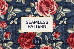 Embroidered Denim Digital Paper| Rose Denim Pattern Product Image 3