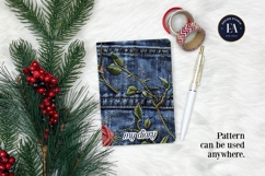 Embroidered Denim Digital Paper| Rose Denim Pattern Product Image 4