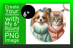 Vibrant Round Design Keychain Template , Dog and cat Product Image 1