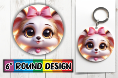 Playful Circle Keychain Sublimation, 3D Dog Product Image 1