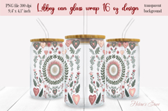 Boho Valentine pattern Libbey Can Glass Wrap 16oz design png Product Image 2