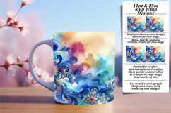 Dazzling 15oz Mug Wrap Png Artwork , Watercolor Patter Product Image 1