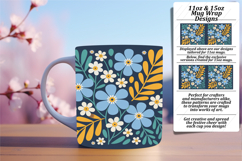 Graceful 11oz Mug Wrap Png Template , Flowers Product Image 1