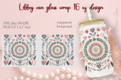 Boho Valentine pattern Libbey Can Glass Wrap 16oz design png Product Image 1