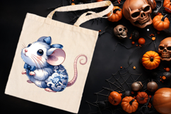 Funny Halloween rat clipart| Blue moon in night shirt design Product Image 3