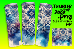 ELEGANT 20oz Sublimation Tumbler Wrap , Watercolor Patter Product Image 1