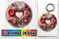 Luminous Car Coasters Round PNG, 3D Heart Product Image 1