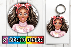 Joyful Circle Keychain Sublimation, Afro Girl Product Image 1