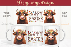Easter highland cow with bunny mug wrap sublimation design Product Image 1
