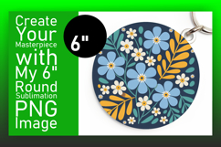 Chic Circle PNG Car Coaster Design , Flowers Product Image 1