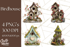 Cottagecore Birdhouse Clipart PNG, Whimsical Fairy Houses Product Image 1