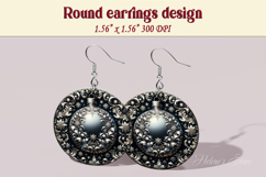 Vintage pattern earrings | Silver Round Earring sublimation Product Image 1