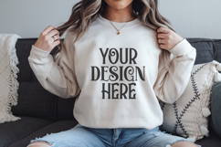 Sand Gildan 18000 Crewneck Sweatshirt Mockups,G18000 Product Image 1