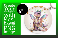 Cute Keychain Round Design Template , Cute Dino Product Image 1