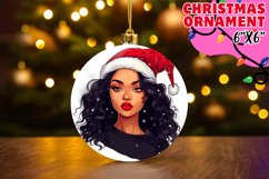 Luminous Round Ornaments Sublimation, Xmas Girl Product Image 1