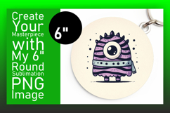 Charming Keychain Round Design PNG , Monster Product Image 1
