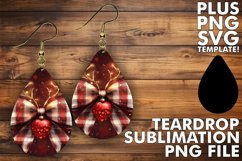 Joyful Teardrop Earrings GIFT PNG, Christmas Bow Product Image 1