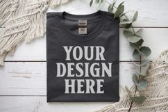 Charcoal Gildan 5000 Flat Lay Tshirt Mockup, G5000 mockup Product Image 1