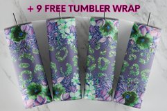 Glitter Leopard Print Watercolor Flowers 20 oz tumbler wrap Product Image 1