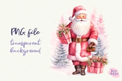 Pink Christmas Santa PNG | Coquette Christmas Clipart Product Image 1