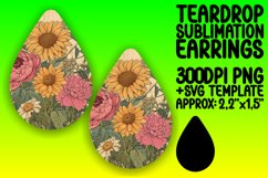 Vintage Flower Pattern Teardrop Earring Assortment PNG Product Image 1