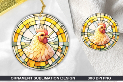 Chicken Stained Glass Ornament PNG, Digital Download File Product Image 1