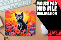 Sweet Kitty and Floral Mouse Pad Design PNG Product Image 1