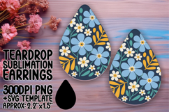 Vibrant Teardrop Earrings Template Art , Flowers Product Image 1