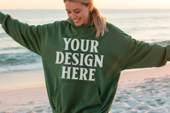 Forest Green Chocolate Gildan 18500 Hoodie Mockup, G18000 Ho Product Image 1