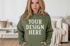 Forest Green Gildan 18500 Hoodie Sweatshirt Mockup, 185 mo Product Image 1