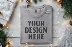 Gildan 5000 Sport Grey Folded Christmas Mockup, G5000 mockup Product Image 1