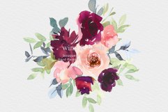 Wine and Blush Floral Bouquet Clip Art Collection Product Image 5