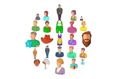 Man icons set, cartoon style Product Image 1