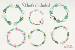 Exotic Floral 6 Wreath Watercolor Flower Flamingo Tucan Product Image 4