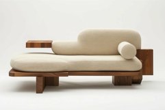 Modern sofa made from natural materials standing in empty ro Product Image 1
