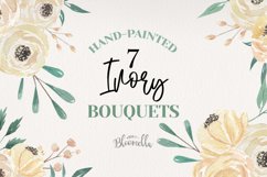 Ivory Florals 7 Bouquets Watercolor Cream Wedding Leaves Product Image 1