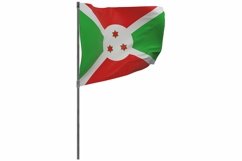 Burundi flag on pole. Waving banner isolated. Product Image 1