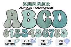 Summer Alphabet &amp; Numbers PNG Clipart Doodle Letters 300 DPI Product Image 1