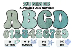 Summer Alphabet & Numbers PNG Clipart Doodle Letters 300 DPI Product Image 1