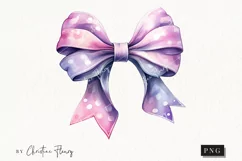 Watercolor Purple Bow Clipart | Watercolor Halloween PNG Product Image 1