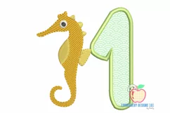 A Small Baby Seahorse Near One Embroidery Applique Product Image 2