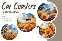 Bee Flower Car Coasters Sublimation Bee Car Accessories_11 Product Image 1