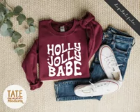 Holly Jolly Babe SVG cut file - Retro Christmas shirt svg Product Image 4